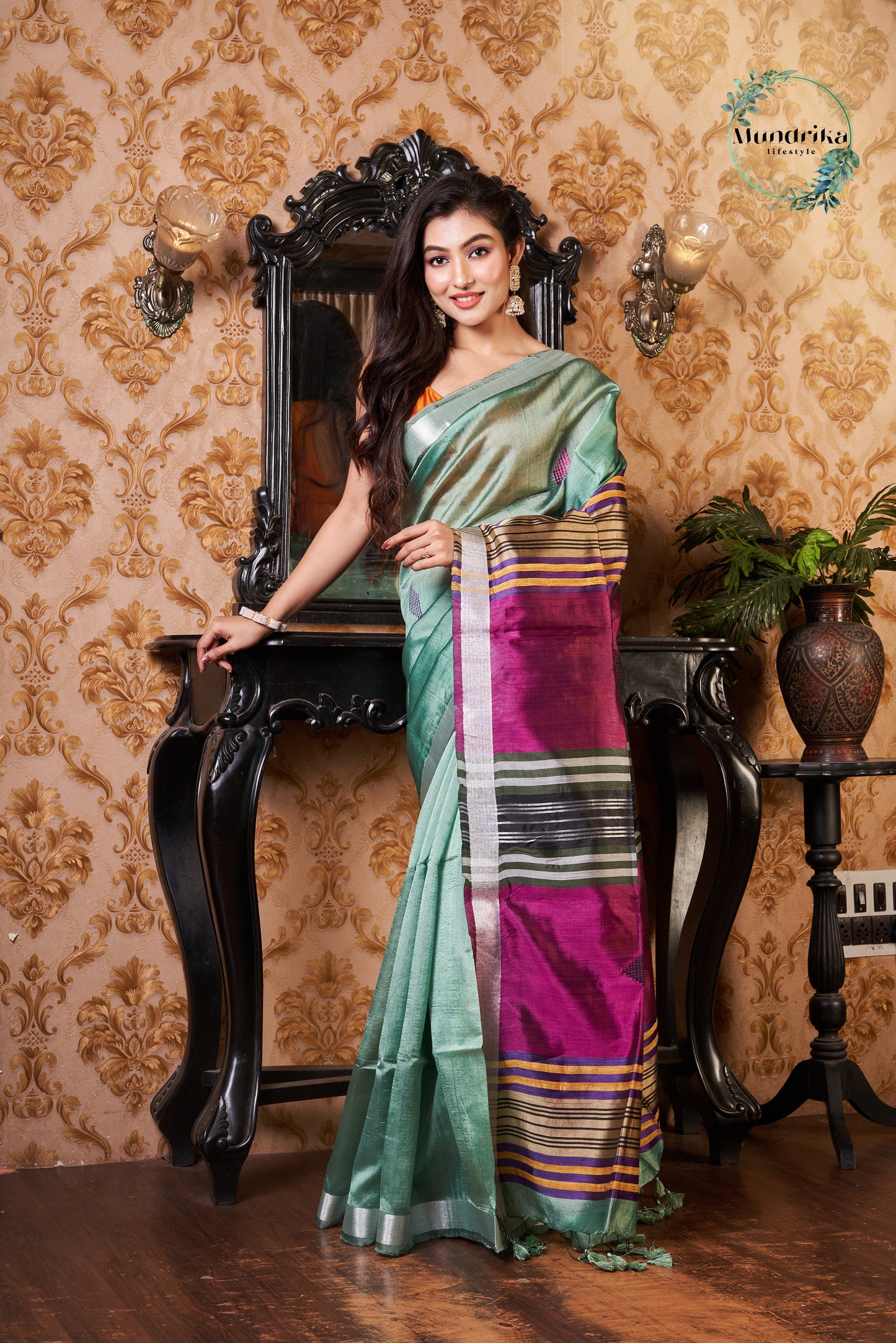 Handwoven Raw Dupion Weaving Saree