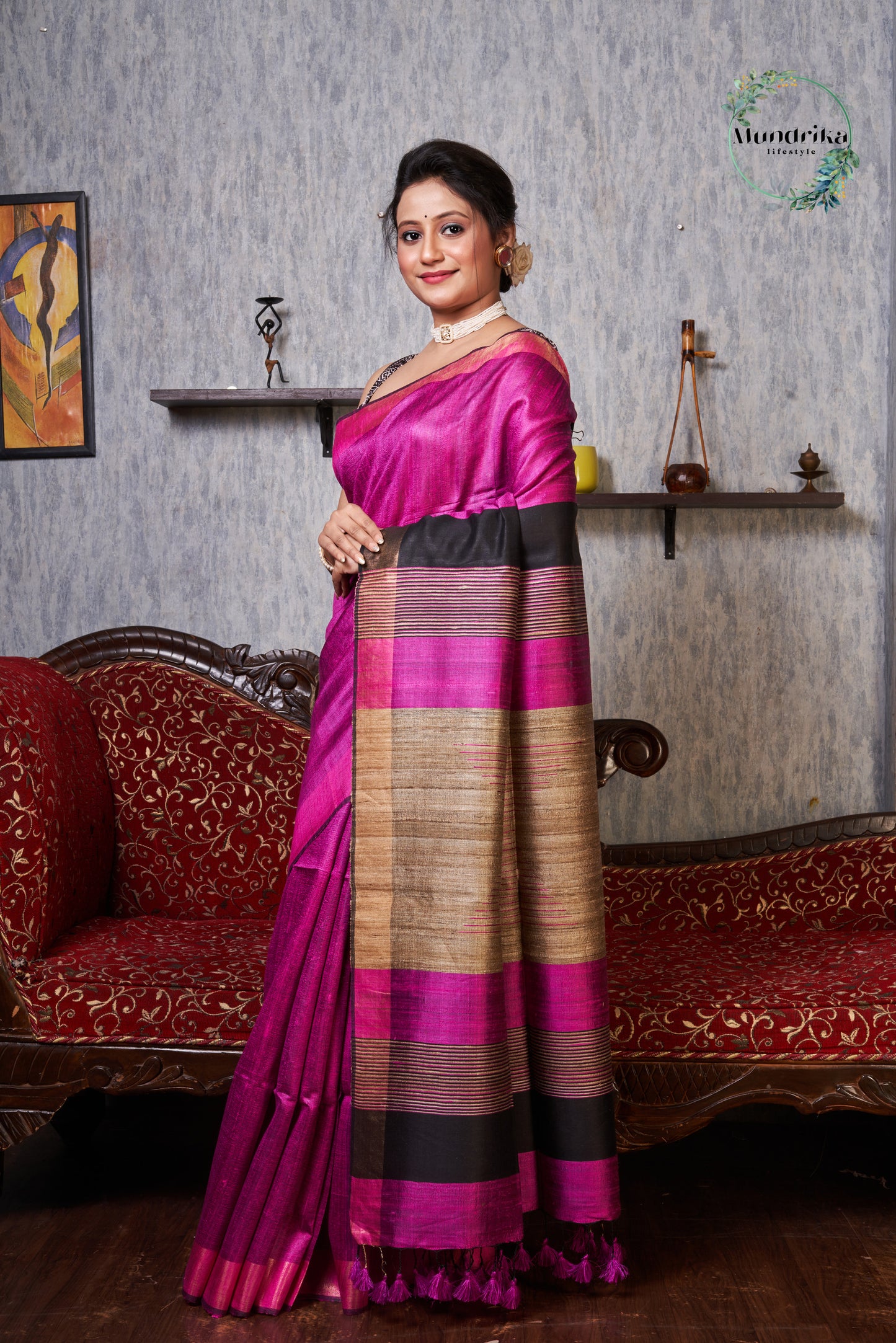 Handwoven Raw Dupion Weaving Saree