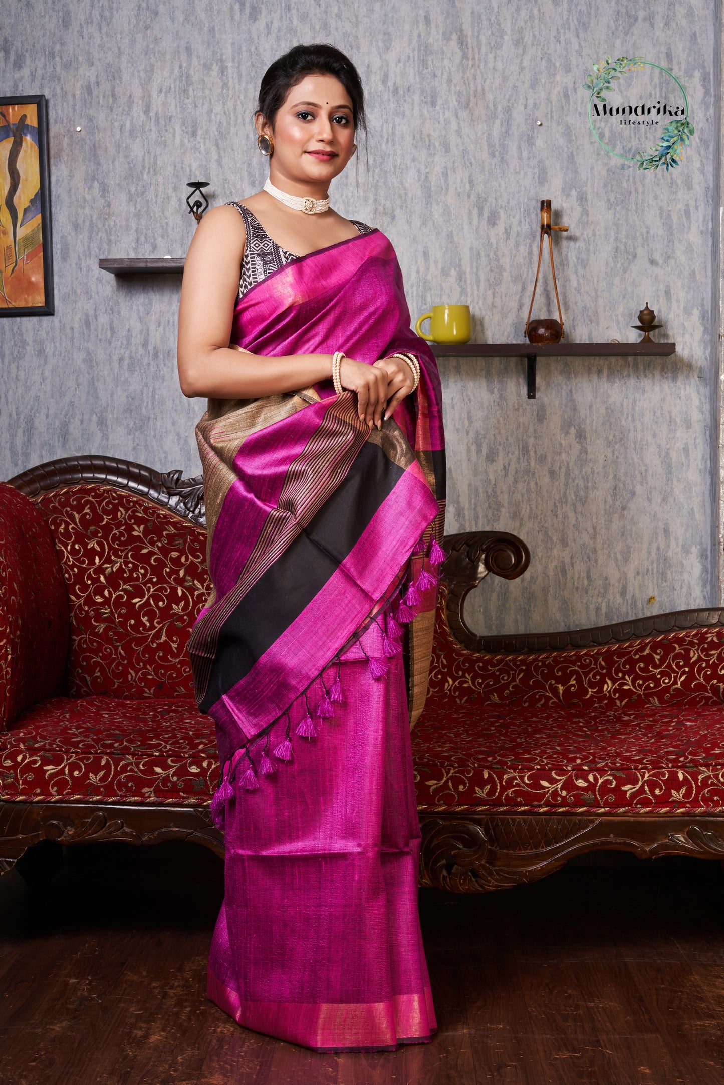 Handwoven Raw Dupion Weaving Saree