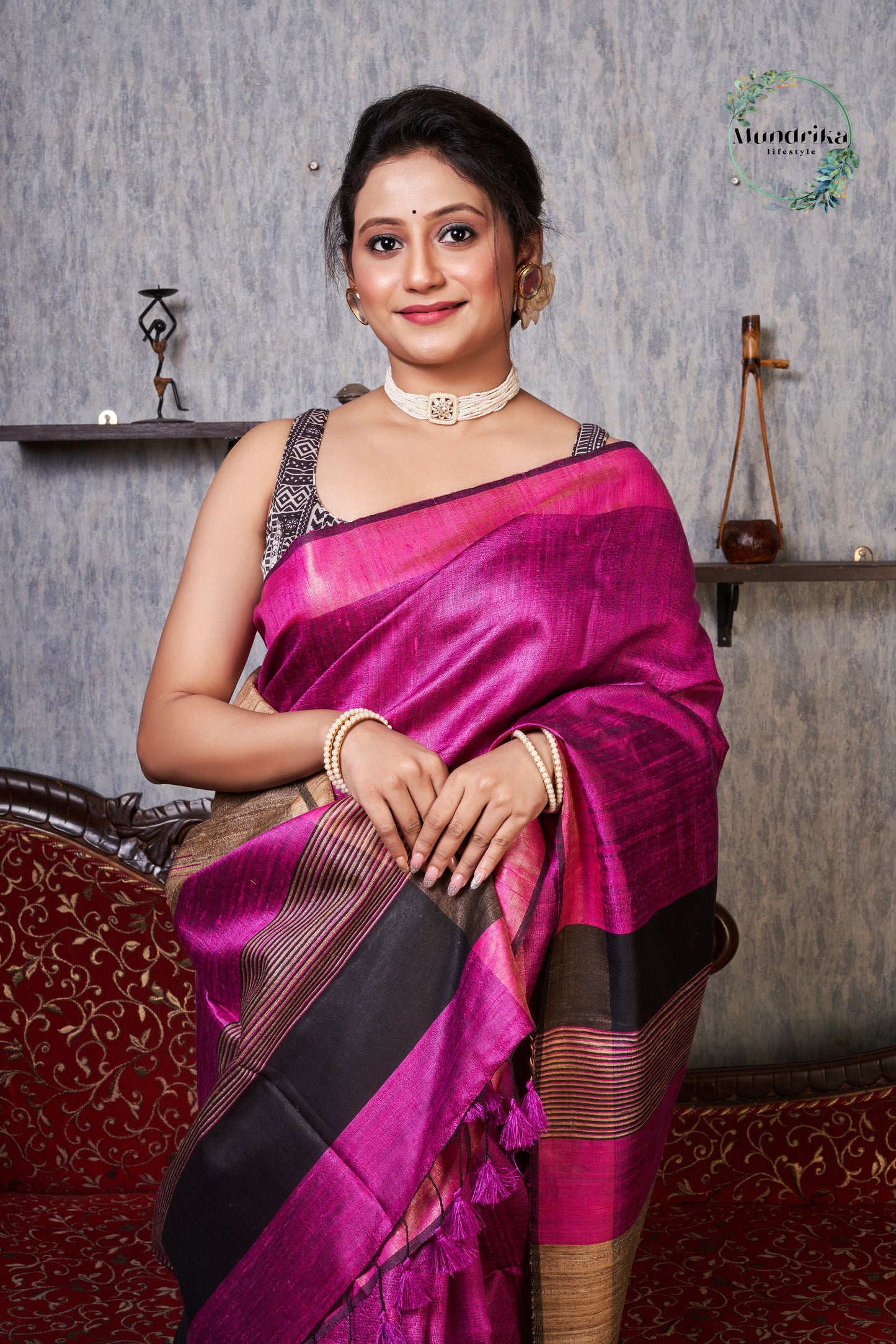 Handwoven Raw Dupion Weaving Saree