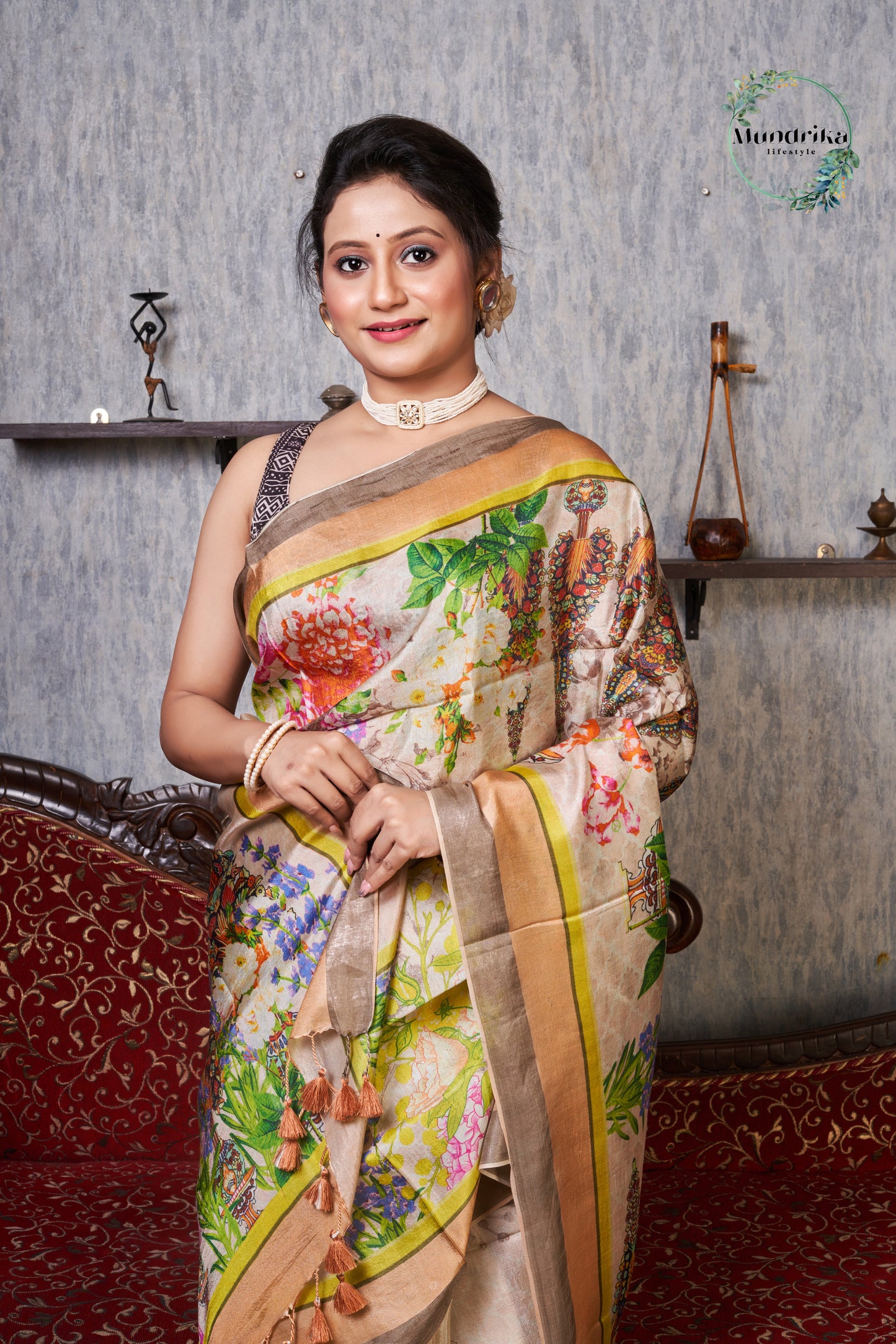 Handwoven Tussar Paper Silk Digital Print Saree